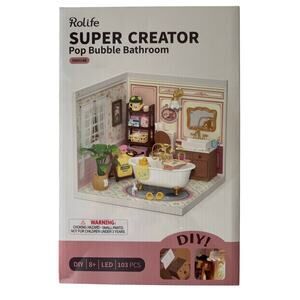 DW014B Rolife Pop Bubble Bathroom Plastic DIY Miniature House New Sealed